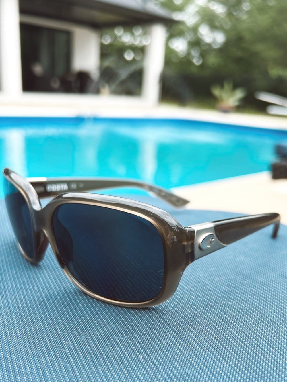 Costa Del Mar Gannet Taupe Silver Frame Sunglasses with black Lenses